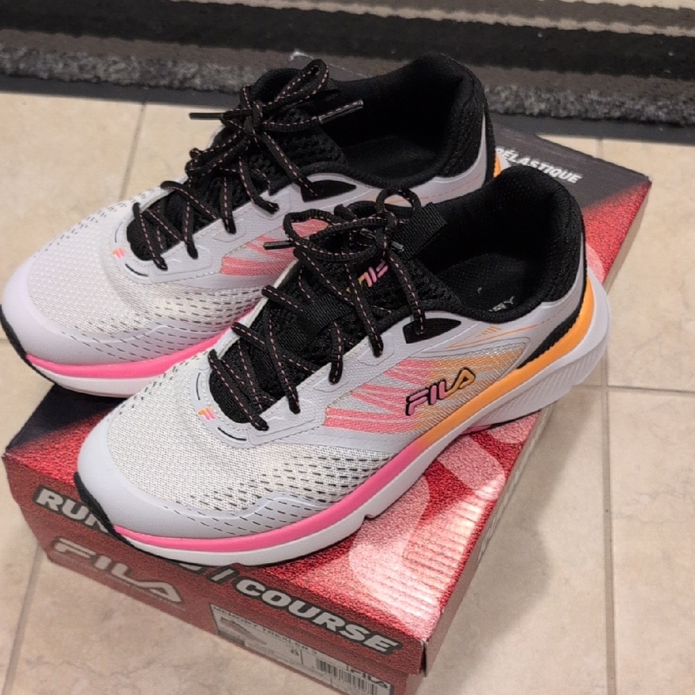 Fila Women's White, Pink, and Orange Athletic Shoes
